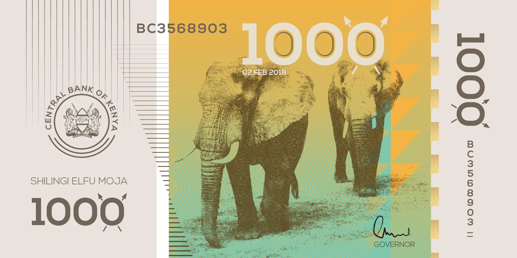 Modern Kenyan shilling concept note highlighting wildlife and culture